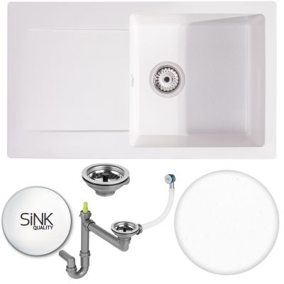 Sink Quality Magnesia White zlewozmywak granitowy 76,5x44,8 cm biały MAG.W.1KDO.X