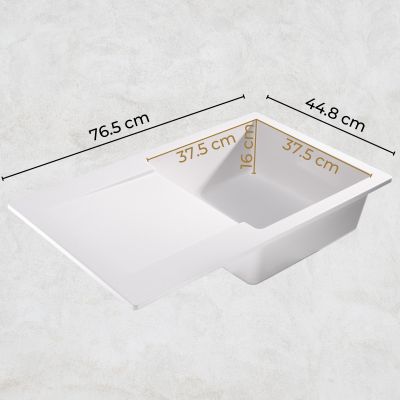 Sink Quality Magnesia White zlewozmywak granitowy 76,5x44,8 cm biały MAG.W.1KDO.X