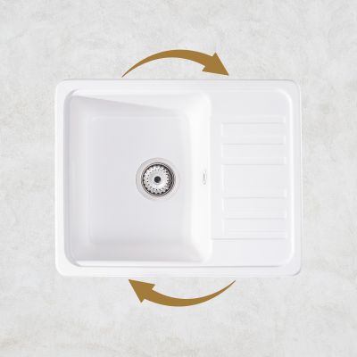 Sink Quality Sapphire White zlewozmywak granitowy 56,5x46 cm biały SAP.W.1KKO.X