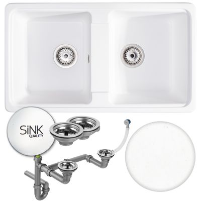 Sink Quality Sapphire White zlewozmywak granitowy 79,5x46 cm biały SAP.W.2KBO.X