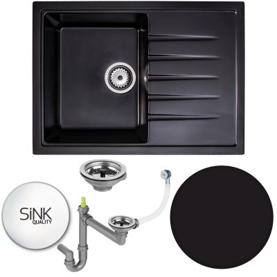 Sink Quality Titanite Black zlewozmywak granitowy 68x49,5 cm czarny TIT.C.1KKO.X