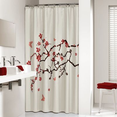 Sealskin Blossom zasłona prysznicowa 180x200 cm poliester biały/czerwony 233451359