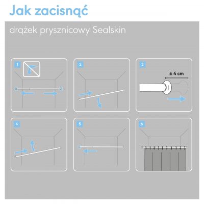 Sealskin Seallux drążek zasłony prysznicowej 75-115 cm czarny 800615