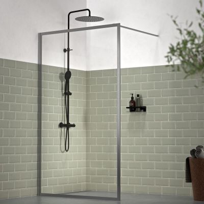 Sealskin Contour Walk-In ścianka prysznicowa 140 cm wolnostojąca szary mat/szkło przezroczyste CDA31386145100