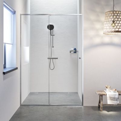 Sealskin Contour drzwi prysznicowe 120 cm wnękowe stal nierdzewna szczotkowana/szkło przezroczyste CD121206325100