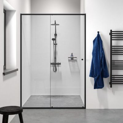 Sealskin Contour drzwi prysznicowe 140 cm wnękowe czarny mat/szkło przezroczyste CD121406195100