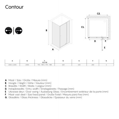 Sealskin Contour kabina prysznicowa 100x100 cm kwadratowa biały mat/szkło przezroczyste CD181006025100