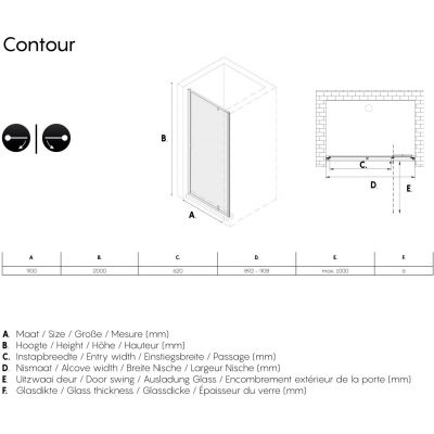 Sealskin Contour drzwi prysznicowe 90 cm biały mat/szkło przezroczyste CD200906025100