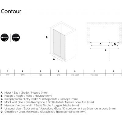 Sealskin Contour drzwi prysznicowe 100 cm biały mat/szkło przezroczyste CD201006025100