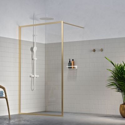 Sealskin Contour Walk-In ścianka prysznicowa 120 cm wolnostojąca złoty szczotkowany/szkło przezroczyste CDA31186495100