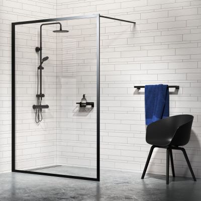 Sealskin Contour Walk-In ścianka prysznicowa 140 cm wolnostojąca czarny mat/szkło przezroczyste CDA31386195100