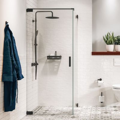 Sealskin Pure ścianka prysznicowa 90 cm grafitowy szczotkowany/szkło przezroczyste PU230906195100