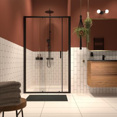 Sealskin INC drzwi prysznicowe 138 cm wnękowe czarny mat/szkło przezroczyste XI101406195100