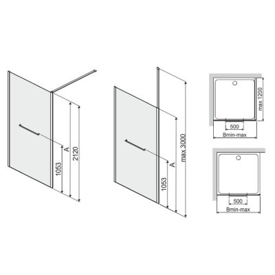 Sanplast Altus ścianka prysznicowa 120 cm czarny mat/szkło przezroczyste 600-121-2561-59-401