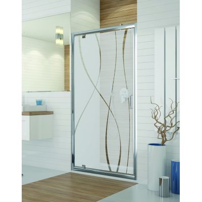 Sanplast TX drzwi prysznicowe z profilem 100 cm uchylne srebrny połysk/szkło ze wzorem 600-271-1060-38-231