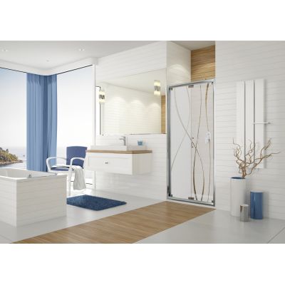 Sanplast TX drzwi prysznicowe z profilem 80 cm składane srebrny połysk/szkło ze wzorem 600-271-1210-38-231