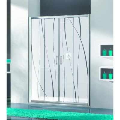 Sanplast TX drzwi prysznicowe z profilem 140 cm rozsuwane srebrny połysk/szkło ze wzorem 600-271-1240-38-231