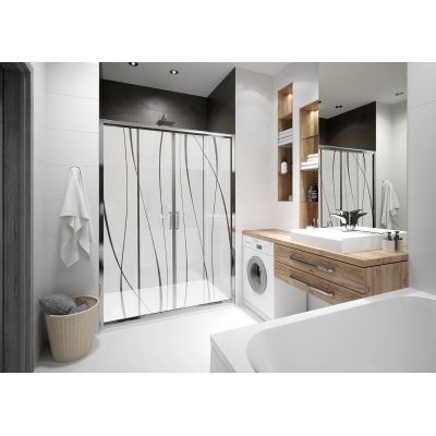 Sanplast TX drzwi prysznicowe z profilem 140 cm rozsuwane srebrny połysk/szkło ze wzorem 600-271-1240-38-231