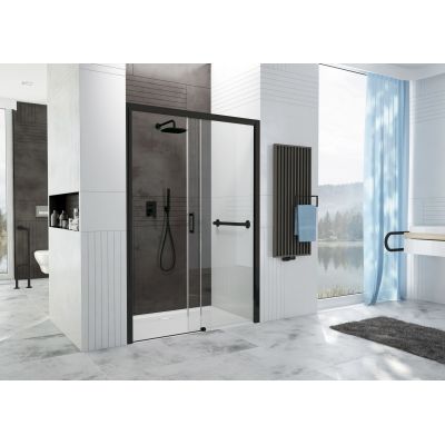 Sanplast Free Zone drzwi prysznicowe 100 cm rozsuwane czarny mat/szkło przezroczyste 600-271-3120-59-401