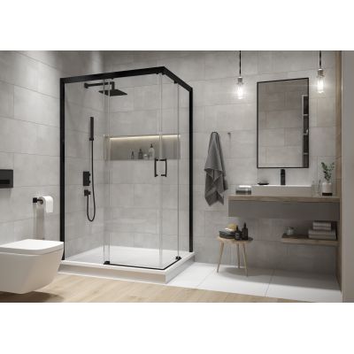 Sanplast Free Zone kabina prysznicowa 100x100 cm kwadratowa czarny mat/szkło przezroczyste 600-271-3520-59-401