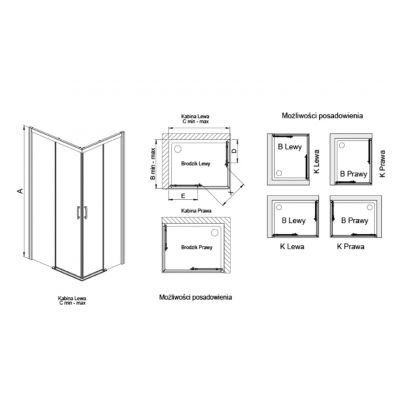 Sanplast Free Zone kabina prysznicowa 90x80 cm prostokątna czarny mat/szkło przezroczyste 600-271-3610-59-401