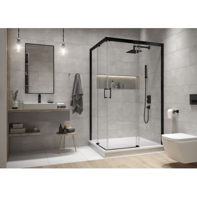 Sanplast Free Zone kabina prysznicowa 90x80 cm prostokątna czarny mat/szkło przezroczyste 600-271-3620-59-401