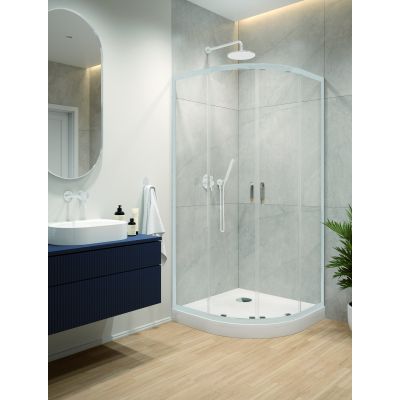 Sanplast Fris kabina prysznicowa 90x90 cm półokrągła biały połysk/szkło przezroczyste 600-331-0260-01-400
