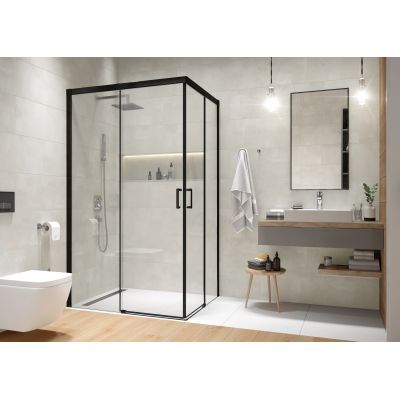 Sanplast Exa Line kabina prysznicowa 1/2KN-A/Exa Line-80 cm czarny matowy/szkło przezroczyste 600-540-0210-59-401
