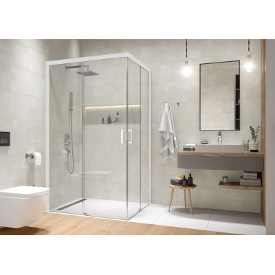 Sanplast Exa Line kabina prysznicowa 1/2KN-A/Exa Line-100 cm biały mat/szkło przezroczyste 600-540-0230-24-401