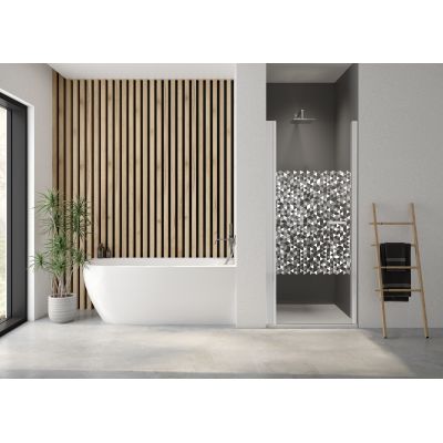 Sanplast Exa Line drzwi prysznicowe z profilem 80 cm uchylne biały mat/szkło ze wzorem 600-540-0730-24-151