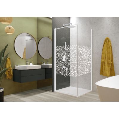 Sanplast Exa Line drzwi prysznicowe z profilem 80 cm uchylne biały mat/szkło ze wzorem 600-540-0730-24-151