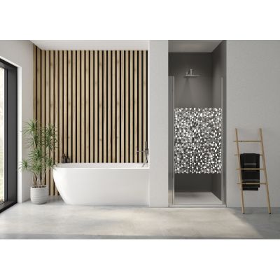 Sanplast Exa Line drzwi prysznicowe z profilem 80 cm uchylne srebrny połysk/szkło ze wzorem 600-540-0730-38-151