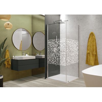 Sanplast Exa Line drzwi prysznicowe z profilem 80 cm uchylne srebrny połysk/szkło ze wzorem 600-540-0730-38-151