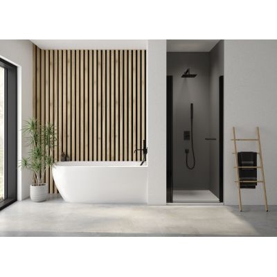 Sanplast Exa Line drzwi prysznicowe z profilem 90 cm uchylne czarny mat/szkło przezroczyste 600-540-0750-59-401