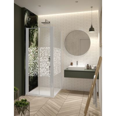 Sanplast Exa Line drzwi prysznicowe z profilem DD/Exa-70 cm uchylne biały mat/szkło ze wzorem 600-540-0910-24-151