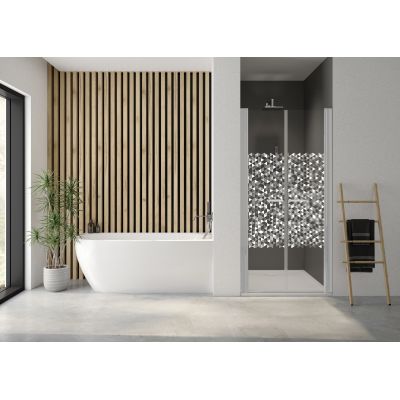 Sanplast Exa Line drzwi prysznicowe z profilem DD/Exa-90 cm uchylne biały mat/szkło ze wzorem 600-540-0930-24-151