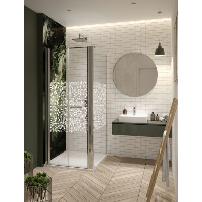 Sanplast Exa Line drzwi prysznicowe z profilem DD/Exa-120 cm uchylne srebrny połysk/szkło ze wzorem 600-540-0960-38-151