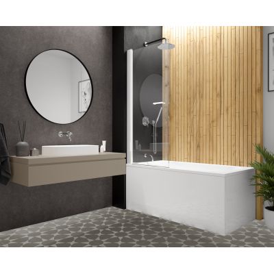 Sanplast Exa Line parawan nawannowy 75 cm 1-częściowy biały mat/szkło przezroczyste 600-540-1050-24-401