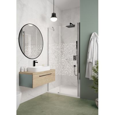 Sanplast Exa Line ścianka przedłużająca SS2/Exa-20 cm stała srebrny błyszczący/szkło ze wzorem 600-540-1200-38-151