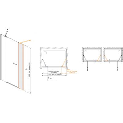 Sanplast Exa Line ścianka przedłużająca SS2/Exa Line 30 cm stała srebrny błyszczący/szkło przezroczyste 600-540-1210-38-401
