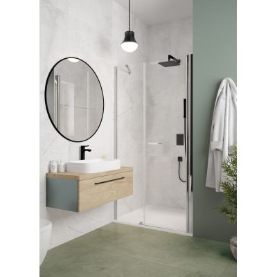 Sanplast Exa Line ścianka przedłużająca SS2/Exa Line 40 cm stała srebrny błyszczący/szkło przezroczyste 600-540-1220-38-401