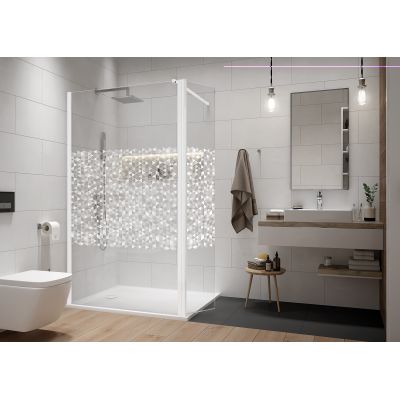 Sanplast Exa Line ścianka prysznicowa walk-in 60 cm biały mat/szkło ze wzorem 600-540-1240-24-151