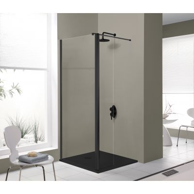 Sanplast Exa Line ścianka prysznicowa walk-in 60 cm czarny mat/szkło przezroczyste 600-540-1240-59-401