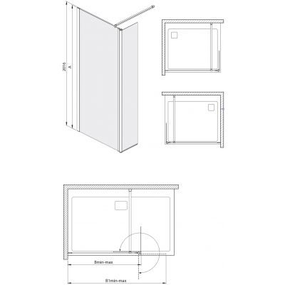 Sanplast Exa Line kabina prysznicowa walk-in 140x33,5 cm srebrny połysk/szkło ze wzorem 600-540-1250-38-201