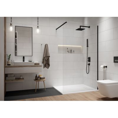 Sanplast Exa Line ścianka prysznicowa walk-in 90 cm czarny mat/szkło przezroczyste 600-540-1430-59-401