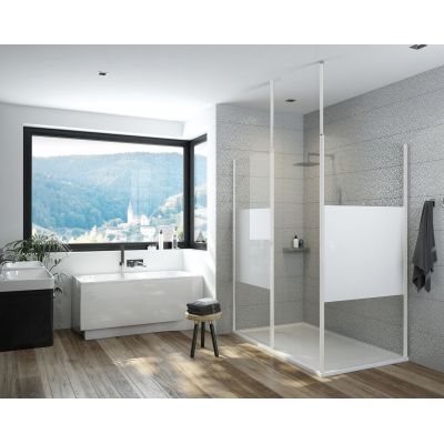 Sanplast Exa Line ścianka prysznicowa walk-in 80 cm biały mat/szkło ze wzorem 600-540-1520-24-201