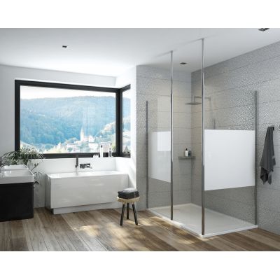 Sanplast Exa Line ścianka prysznicowa walk-in 80 cm srebrny połysk/szkło ze wzorem 600-540-1520-38-201