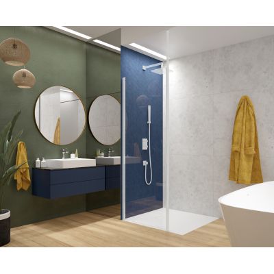 Sanplast Exa Line ścianka prysznicowa walk-in 140 cm biały mat/szkło przezroczyste 600-540-1580-24-401