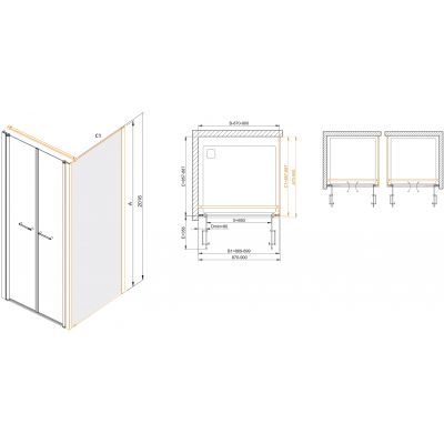 Sanplast Exa Line ścianka prysznicowa SS1/Exa-120 cm stała biały mat/szkło ze wzorem 600-540-1970-24-151