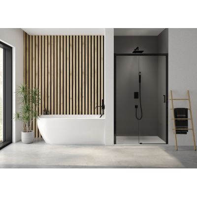Sanplast Exa Line drzwi prysznicowe przesuwne D2/Exa Line-150-160 cm czarny mat/szkło przezroczyste 600-540-2560-59-401